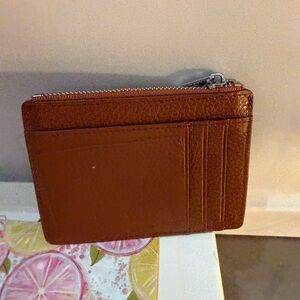 Stylish Brown Card Holder with Zipper